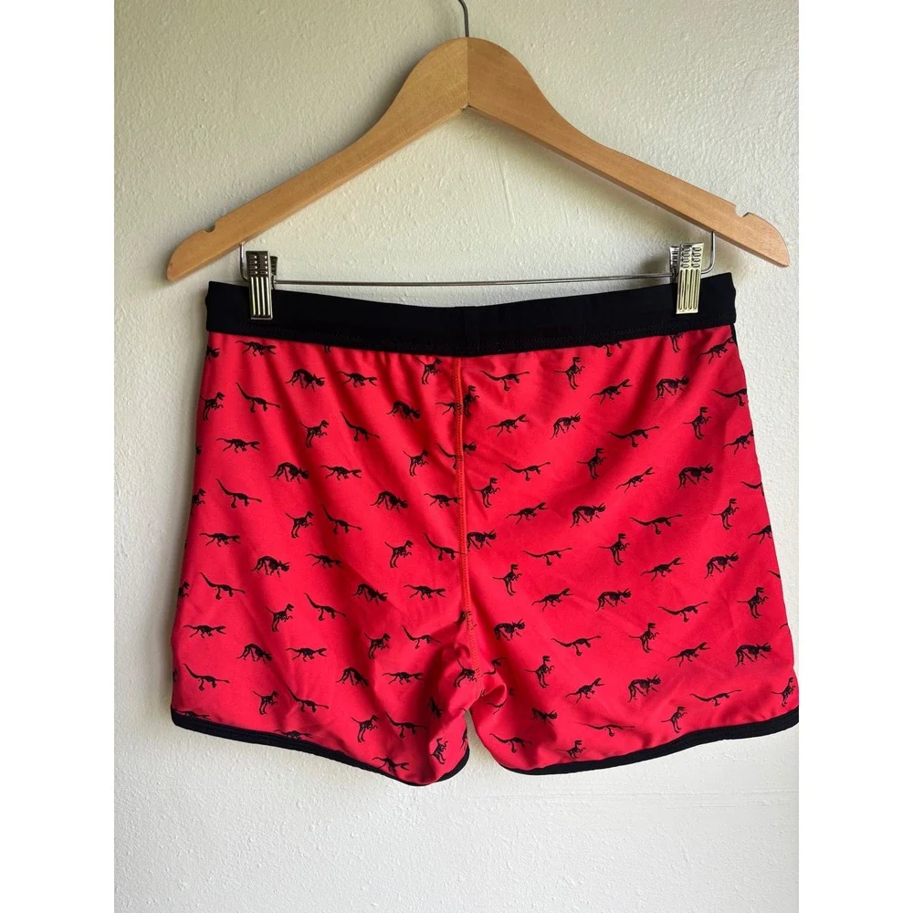 Taddlelee‎ Mens Red Dinosaur Skeleton Print Swim Trunks Board Shorts Large L